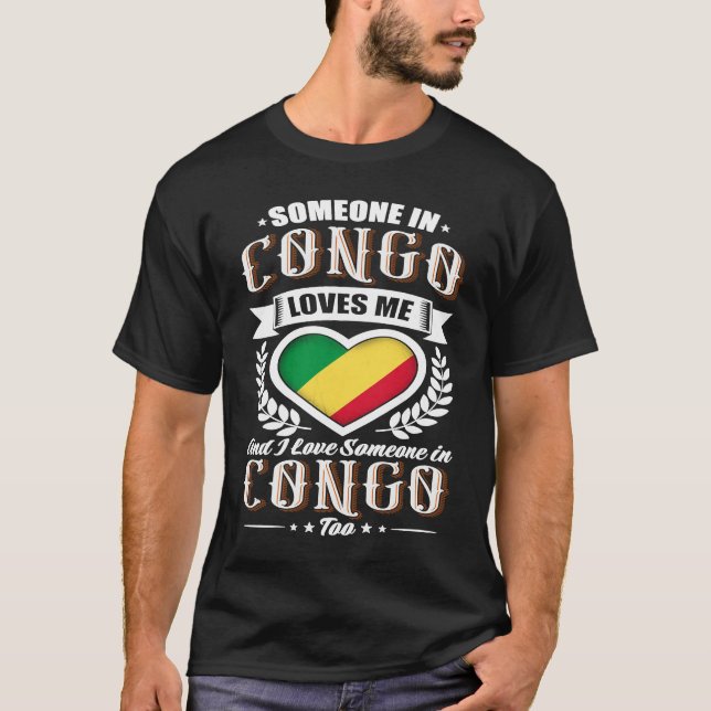 Congo Heart Flag Someone in Congo Loves Me T Shirt (Framsida)