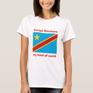 Congo-Kinshasa Flagga + Karta + Text T-Shirt