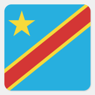 Congo-Kinshasa Flagga Sticker Fyrkantigt Klistermärke
