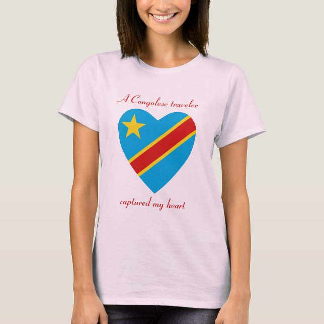 Congo-Kinshasa Flagga Sweetheart T-Shirt (Framsida)