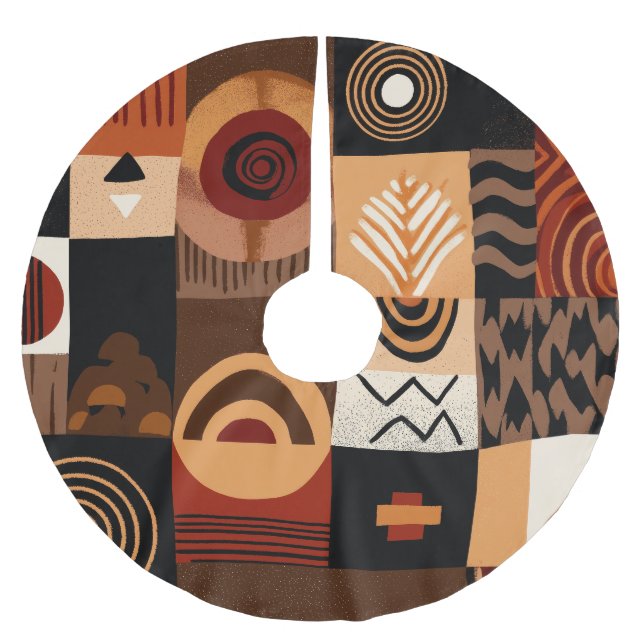 Congolese motifs background grid julgransmatta borstad polyester (Framsidan)