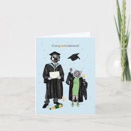 Congradations Dotty Hund och Kattunge Celebrating Kort