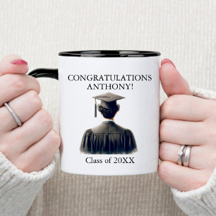 Congradations Male Student in Black Gown Mugg
