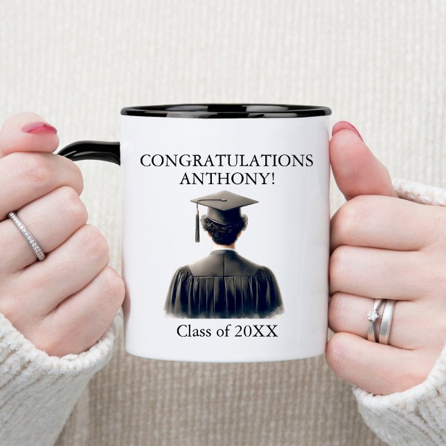 Congradations Male Student in Black Gown Mugg (Skapare uppladdad)