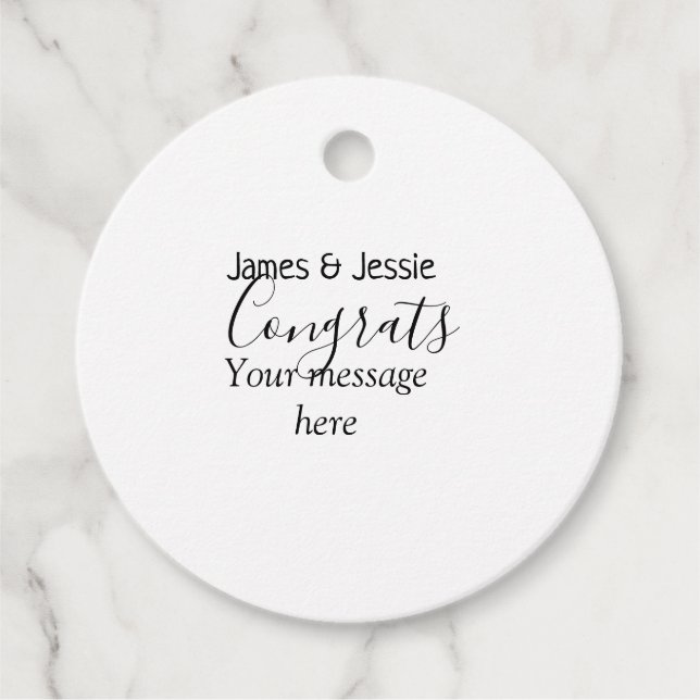 Congrats add name message wedding newly wed couple gåvor etiketter (Framsida)