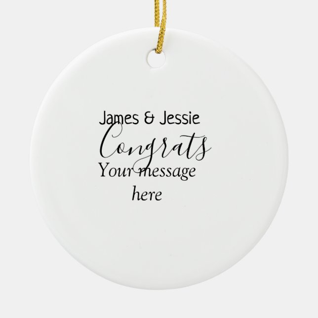 Congrats add name message wedding newly wed couple julgransprydnad keramik (Framsidan)