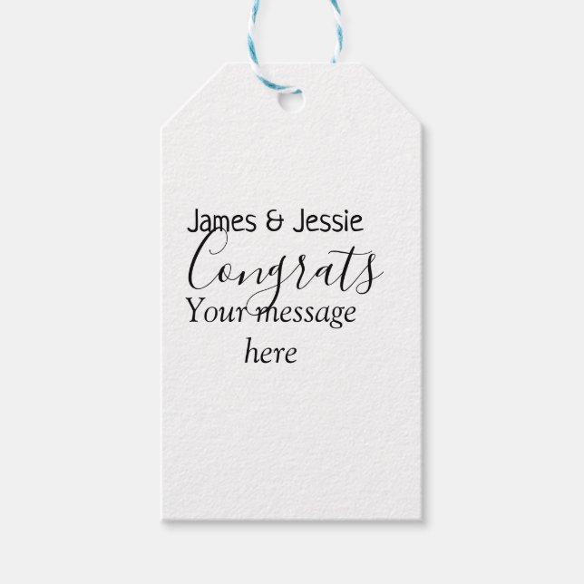 Congrats add name message wedding newly wed couple presentetikett (Framsidan)
