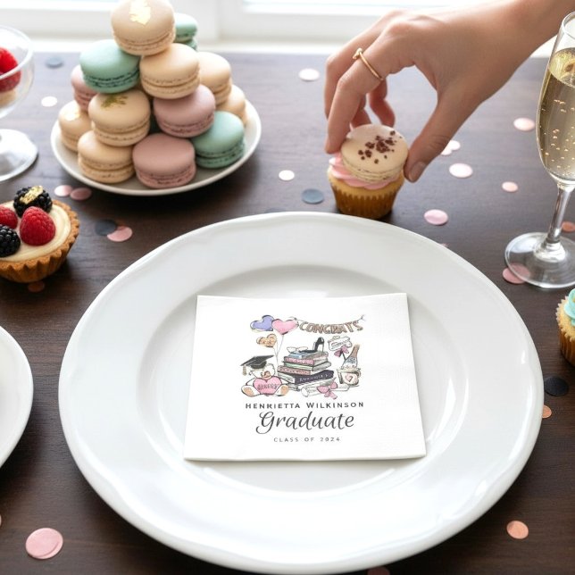 Congrats Graduate Books and Bubbly Design Napkins Pappersservett (Skapare uppladdad)