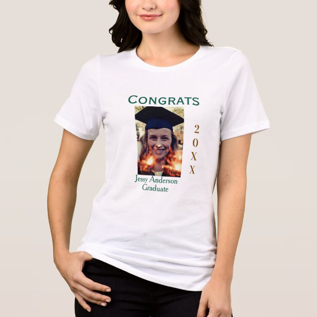 Congrats graduate green gold year 20XX namesimple T Shirt (Framsida)