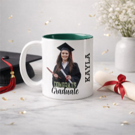 Congrats Graduate Modern Simple Custom Photo Två-Tonad Mugg
