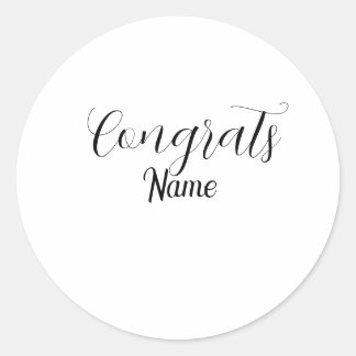 Congrats graduate name simple minimal year class  runt klistermärke