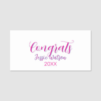 Congrats graduate pink purple name year 20XX date  Namnbricka