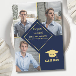 Congrats Graduated Collage 3 Photos for Him Navy Meddelande