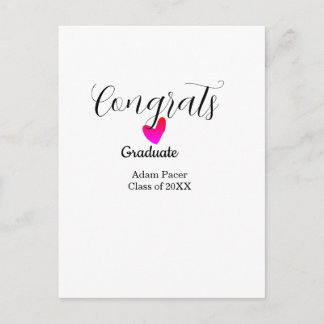 Congrats graduation name class of 20XX year heart  Vykort