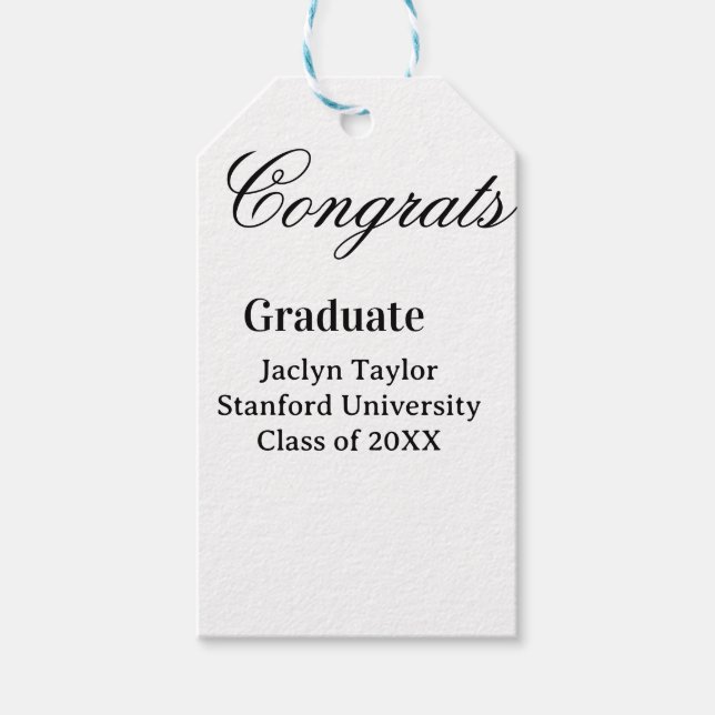 Congrats graduation name university name class of  presentetikett (Framsidan)