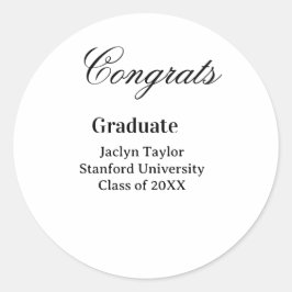 Congrats graduation name university name class of runt klistermärke
