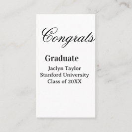 Congrats graduation name university name class of visitkort