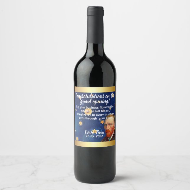 Congrats on Your New Venture: Custom Wine Labels! Vinflaska Etikett (Framsida)