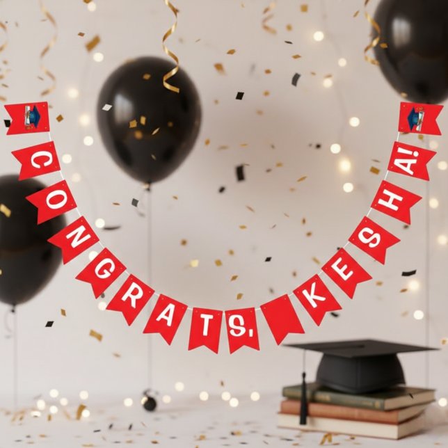 Congrats  Red Graduation Bunting Bann Vimplar (Skapare uppladdad)
