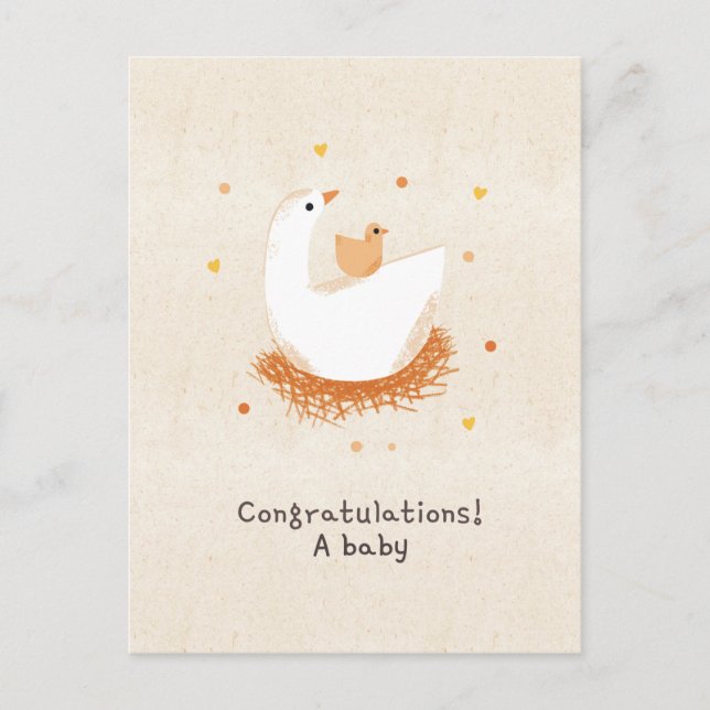 Congratulations a baby chick vykort (Framsida)