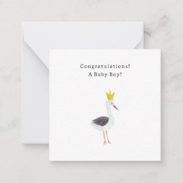 Congratulations Baby Boy Newborn Birth Stork Card Anteckningskort