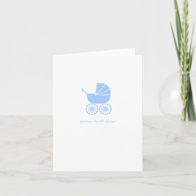 Congratulations Baby Shower Card Blue Stroller Kort (Framsida)