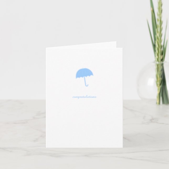 Congratulations Baby Shower Card Blue Umbrella Kort (Framsida)