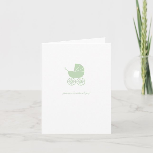Congratulations Baby Shower Card Green Stroller Kort (Framsida)