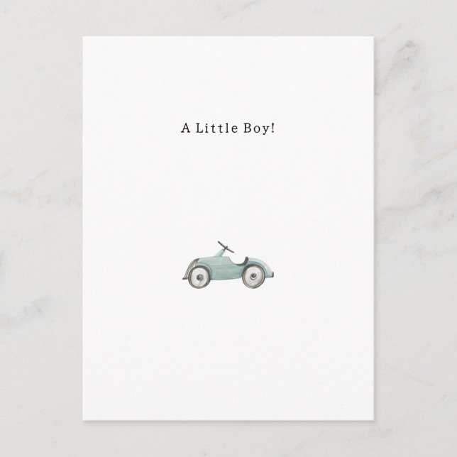 Congratulations Blue Car New Baby Birth Card Vykort (Framsida)