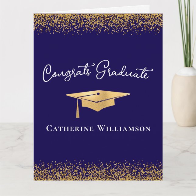 Congratulations Custom Elegant Gold Graduation  Kort (Framsida)