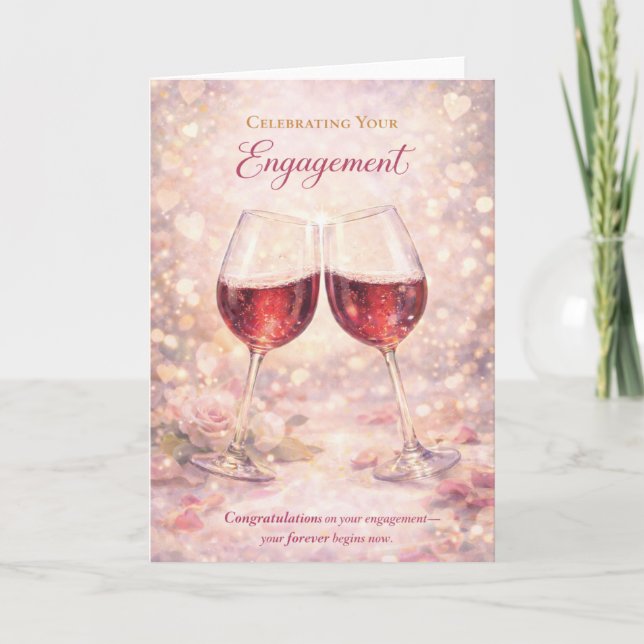 Congratulations Engagement Card - Wine Glasses Kort (Framsida)