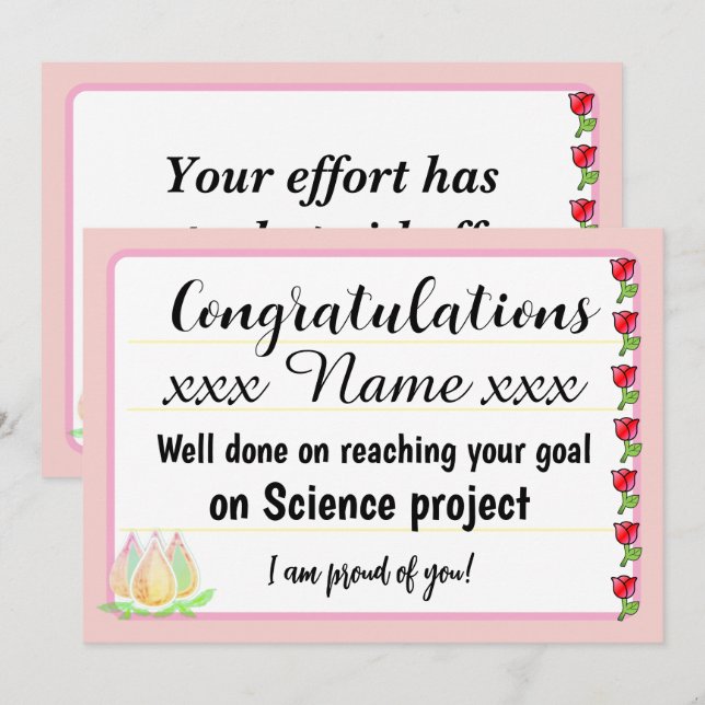 Congratulations Fantastic Effort Today Card Inbjudningar (Fram/baksida)