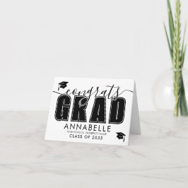 Congratulations Grad Black White Graduation Kort