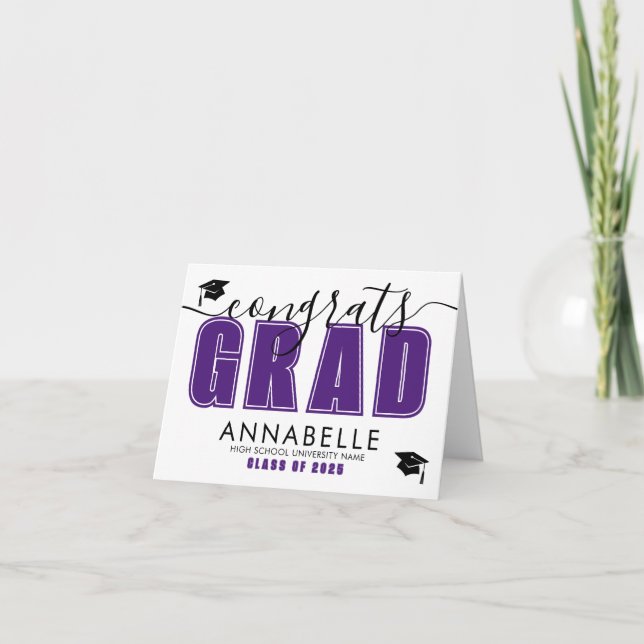 Congratulations Grad Purple Graduation Kort (Framsida)