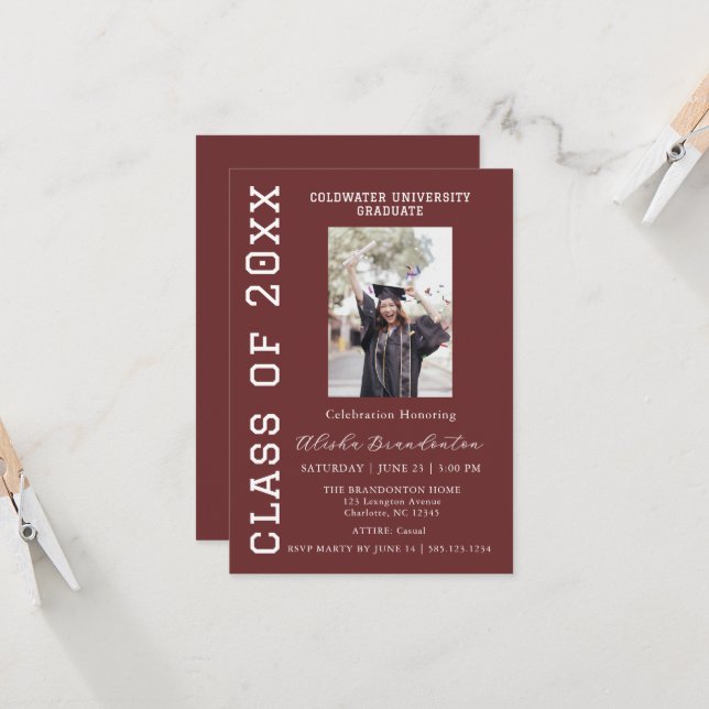 Congratulations Graduate Photo Party Invitation Inbjudningar (Fram/Back In Situ)