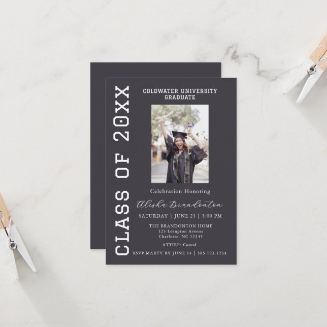 Congratulations Graduate Photo Party Invitation Inbjudningar (Fram/Back In Situ)