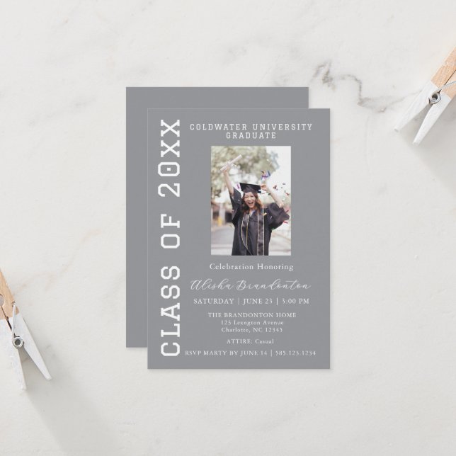 Congratulations Graduate Photo Party Invitation Inbjudningar (Fram/Back In Situ)