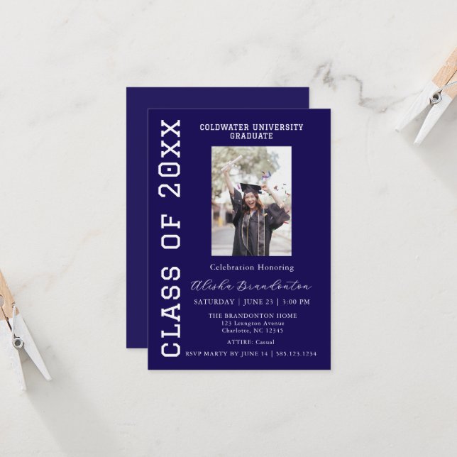 Congratulations Graduate Photo Party Invitation Inbjudningar (Fram/Back In Situ)