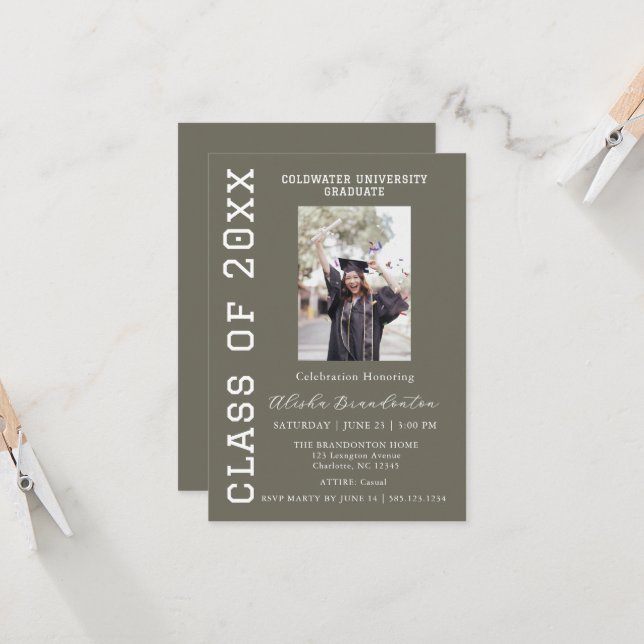 Congratulations Graduate Photo Party Invitation Inbjudningar (Fram/Back In Situ)