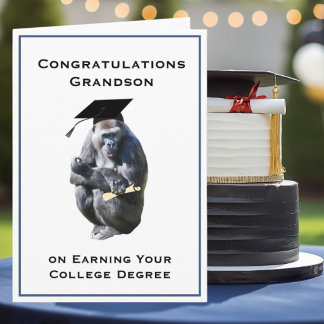 Congratulations Grandson  Degree Funny Gorilla Kort