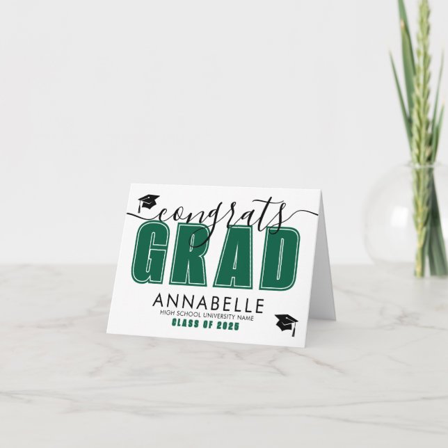 Congratulations Green Graduation Kort (Framsida)