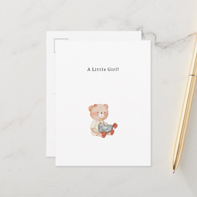 Congratulations Little Girl New Baby Birth Card Vykort (Fram/Back In Situ)