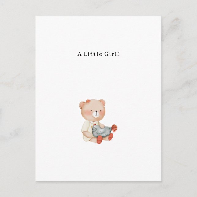 Congratulations Little Girl New Baby Birth Card Vykort (Framsida)