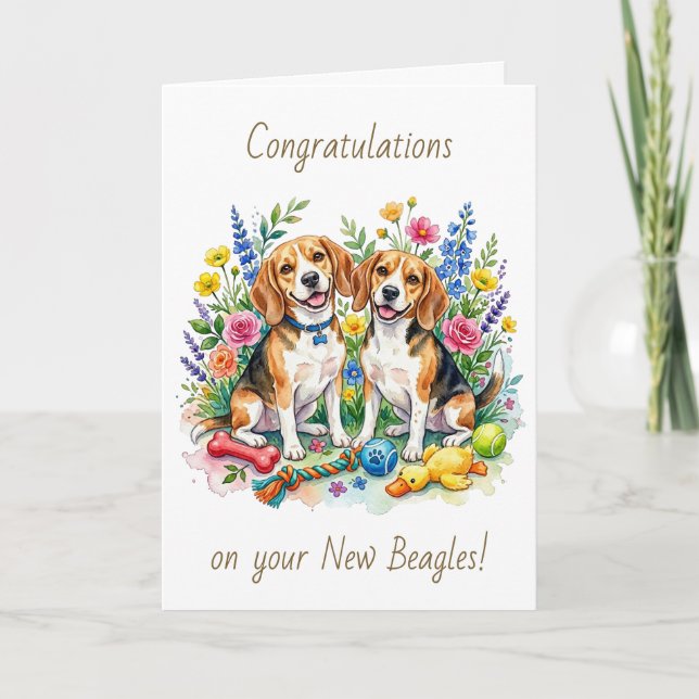Congratulations on your New Beagles | Two Dogs Kort (Framsida)