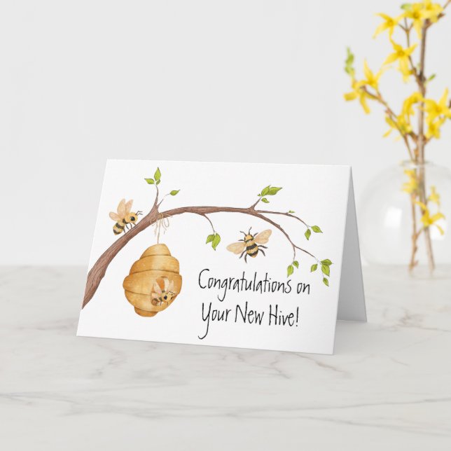 Congratulations on your New Hive | New House Card Kort (Gul blomma)