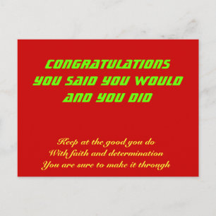 Congratulations on your success vykort