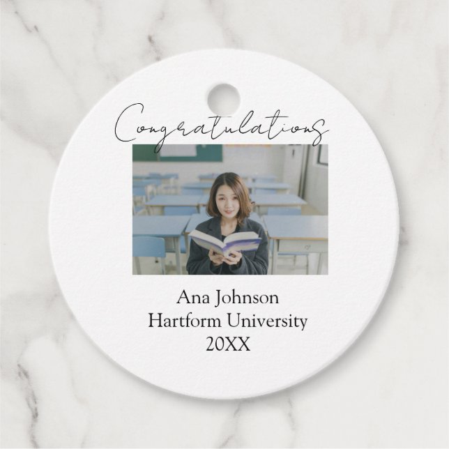 Congratulations photo graduate name university yea gåvor etiketter (Framsida)