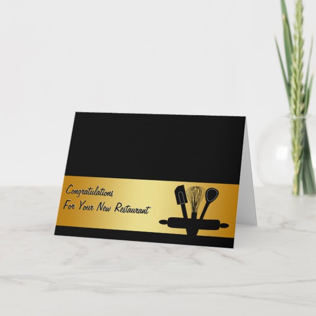 Congratulations Restaurant New Business Card Kort (Framsida)