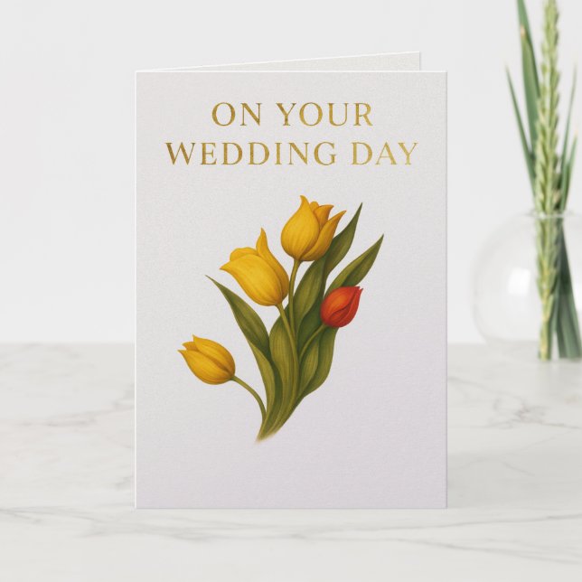 Congrautlations Tulip Flowers Wedding Card  Kort (Framsida)