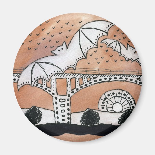 Congress Avenue Fladdermöss Magnet (Framsidan)